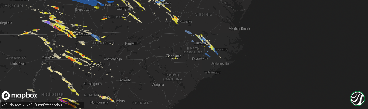 Hail map in North Carolina on April 8, 2020