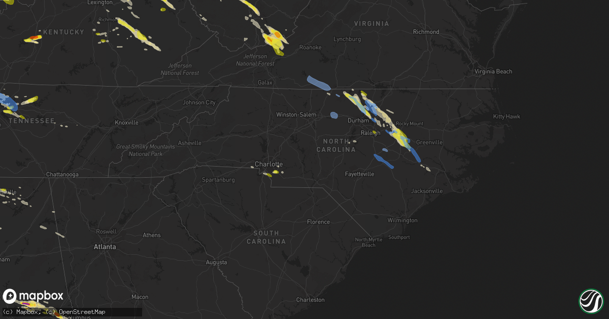 Hail map in North Carolina on April 8, 2020