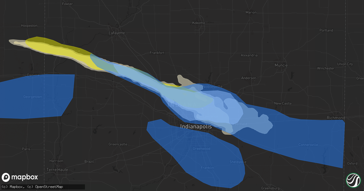 Hail map in Zionsville, IN on April 8, 2020