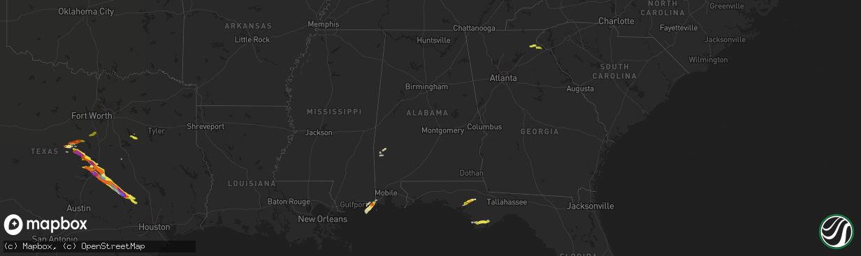 Hail map in Alabama on April 8, 2021