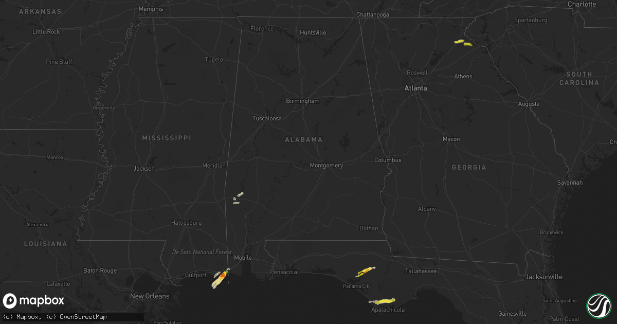 Hail map in Alabama on April 8, 2021