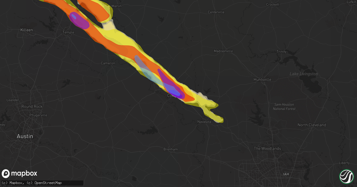 Hail map in College Station, TX on April 8, 2021