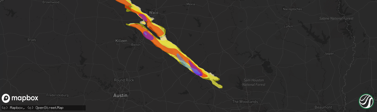 Hail map in Hearne, TX on April 8, 2021