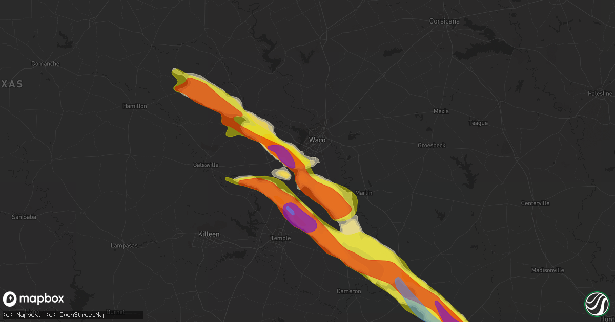 Hail map in Hewitt, TX on April 8, 2021
