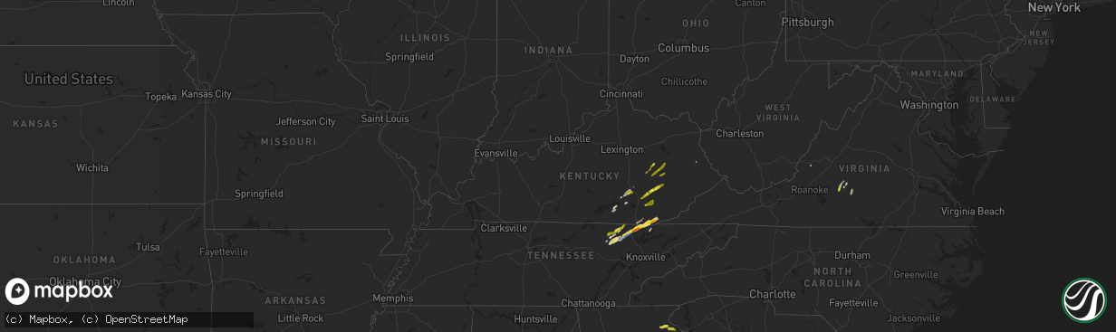 Hail map in Kentucky on April 8, 2021