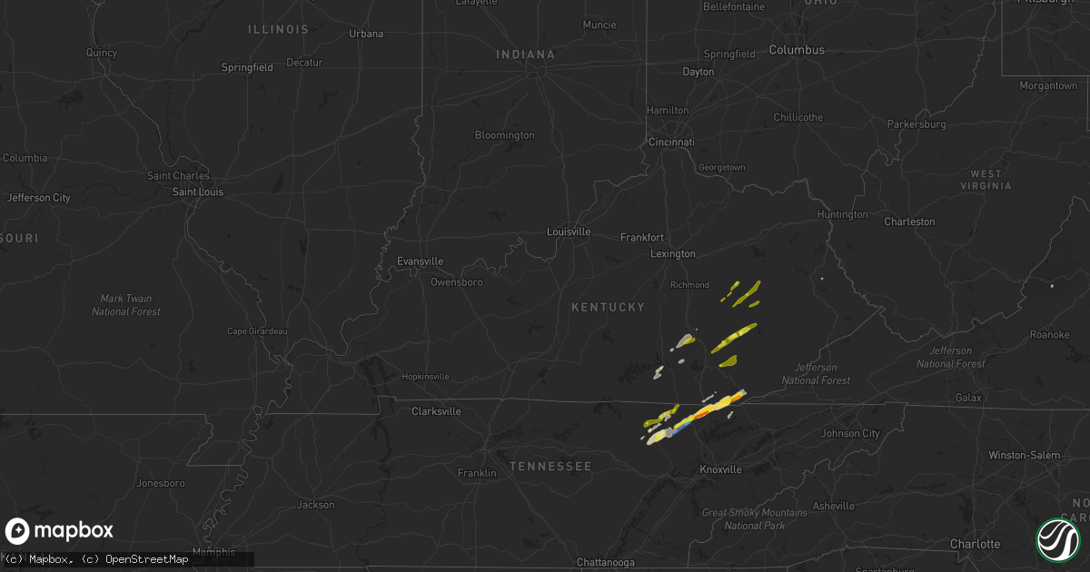 Hail map in Kentucky on April 8, 2021