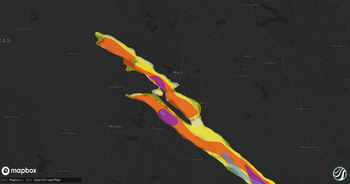 Hail map in Lorena, TX on April 8, 2021