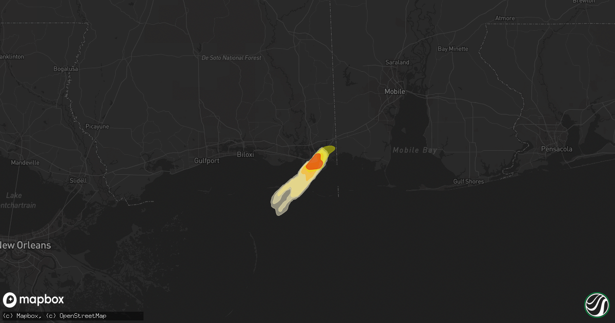 Hail map in Pascagoula, MS on April 8, 2021