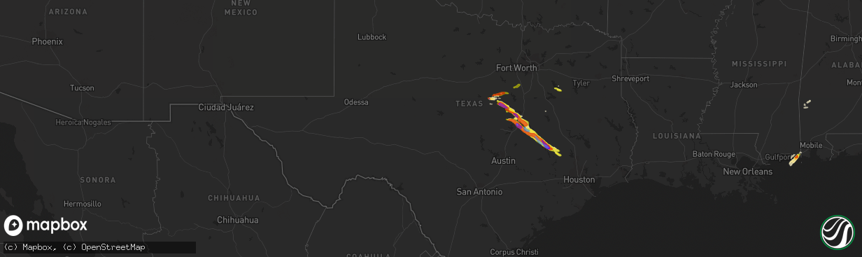 Hail map in Texas on April 8, 2021