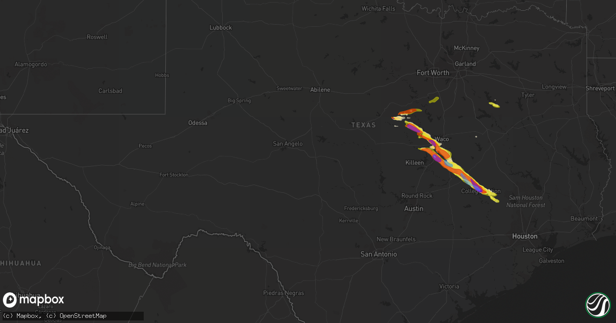 Hail map in Texas on April 8, 2021