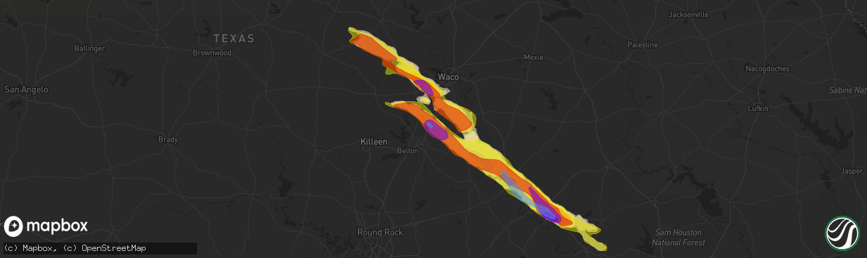 Hail map in Troy, TX on April 8, 2021