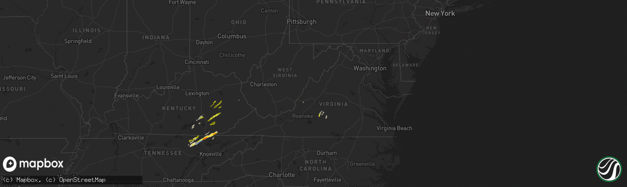 Hail map in Virginia on April 8, 2021