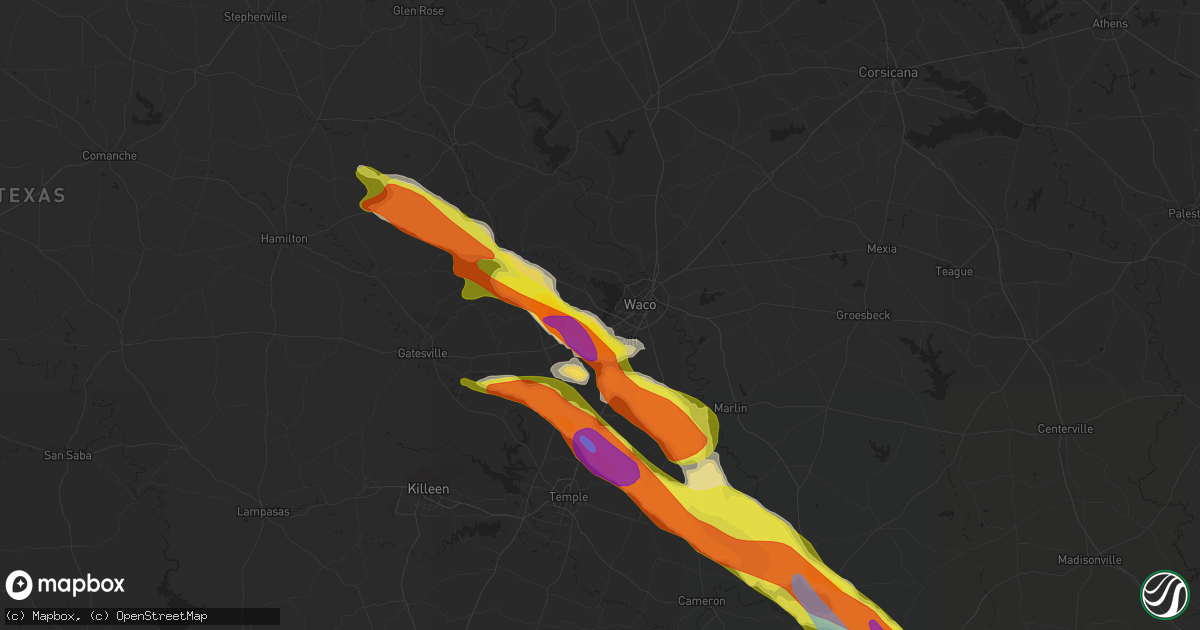 Hail map in Woodway, TX on April 8, 2021