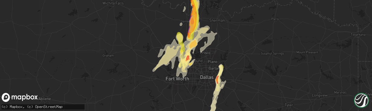 Hail map in Argyle, TX on April 8, 2024