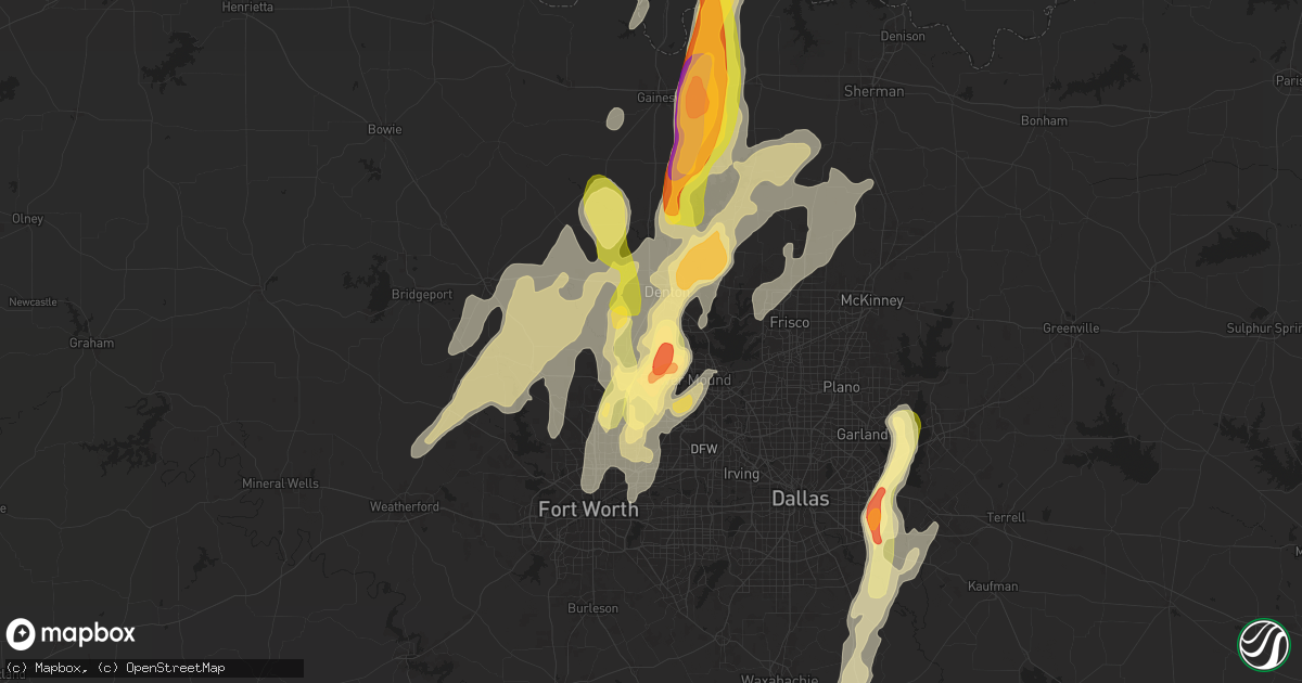 Hail map in Argyle, TX on April 8, 2024