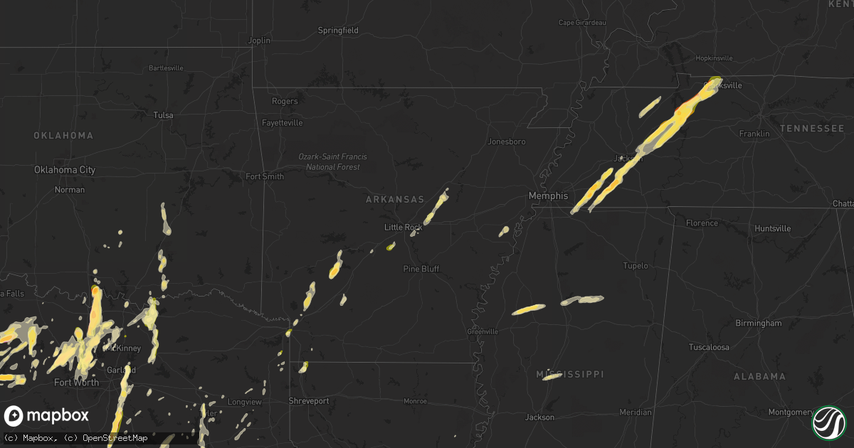 Hail map in Arkansas on April 8, 2024