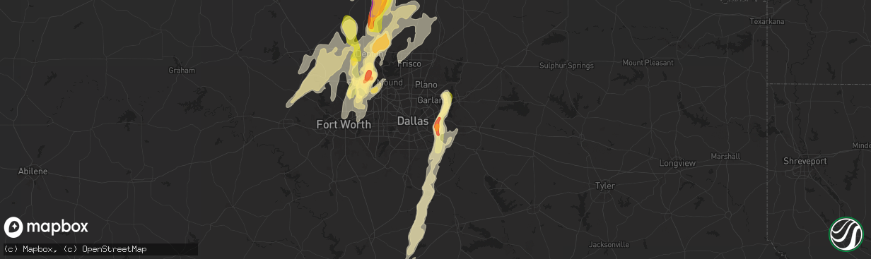 Hail map in Balch Springs, TX on April 8, 2024