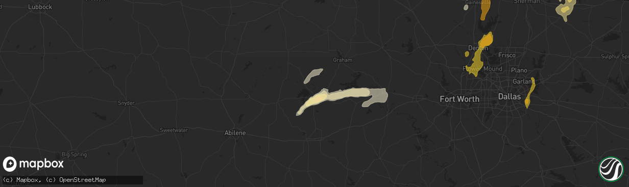 Hail map in Breckenridge, TX on April 8, 2024