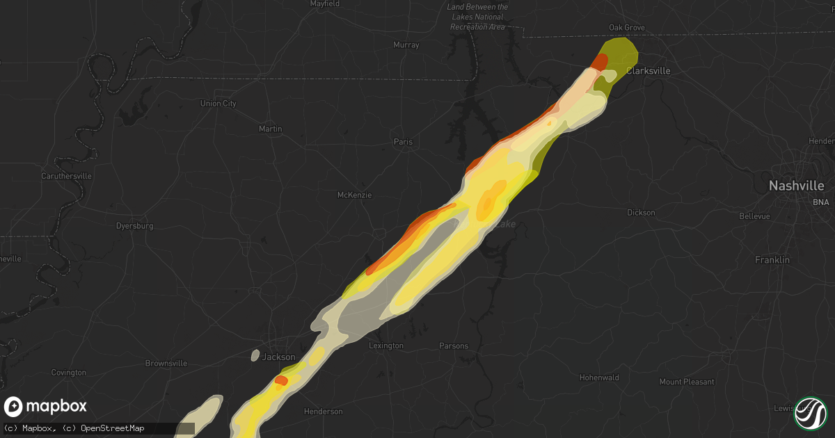 Hail map in Bruceton, TN on April 8, 2024