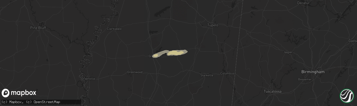 Hail map in Calhoun City, MS on April 8, 2024