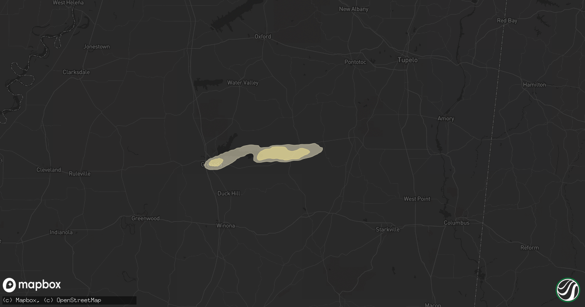 Hail map in Calhoun City, MS on April 8, 2024