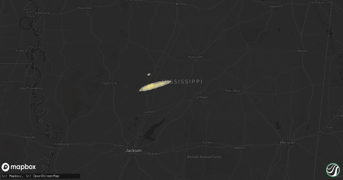 Hail map in Camden, MS on April 8, 2024