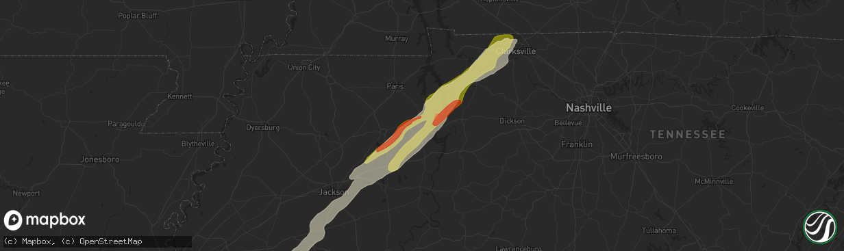 Hail map in Camden, TN on April 8, 2024