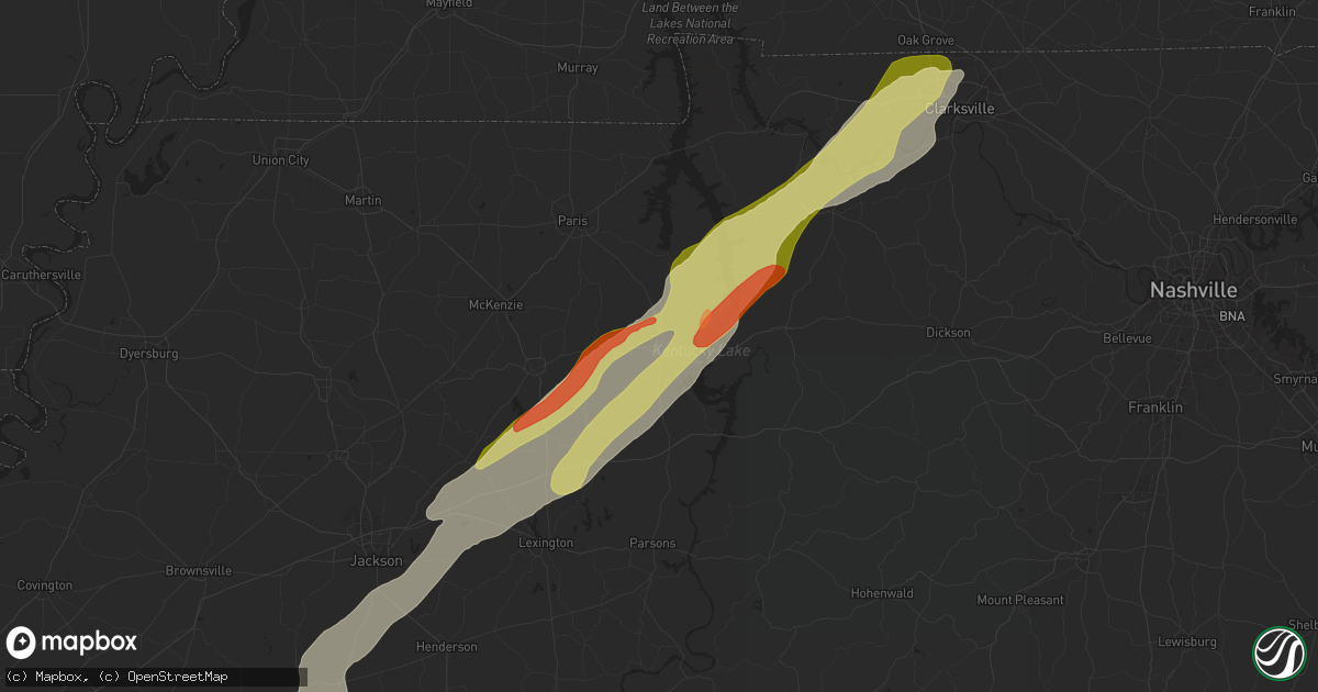 Hail map in Camden, TN on April 8, 2024