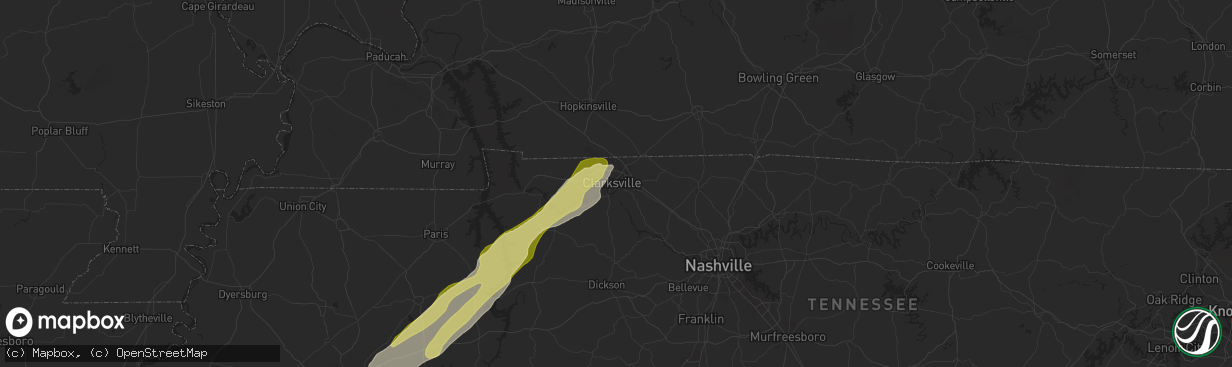 Hail map in Clarksville, TN on April 8, 2024