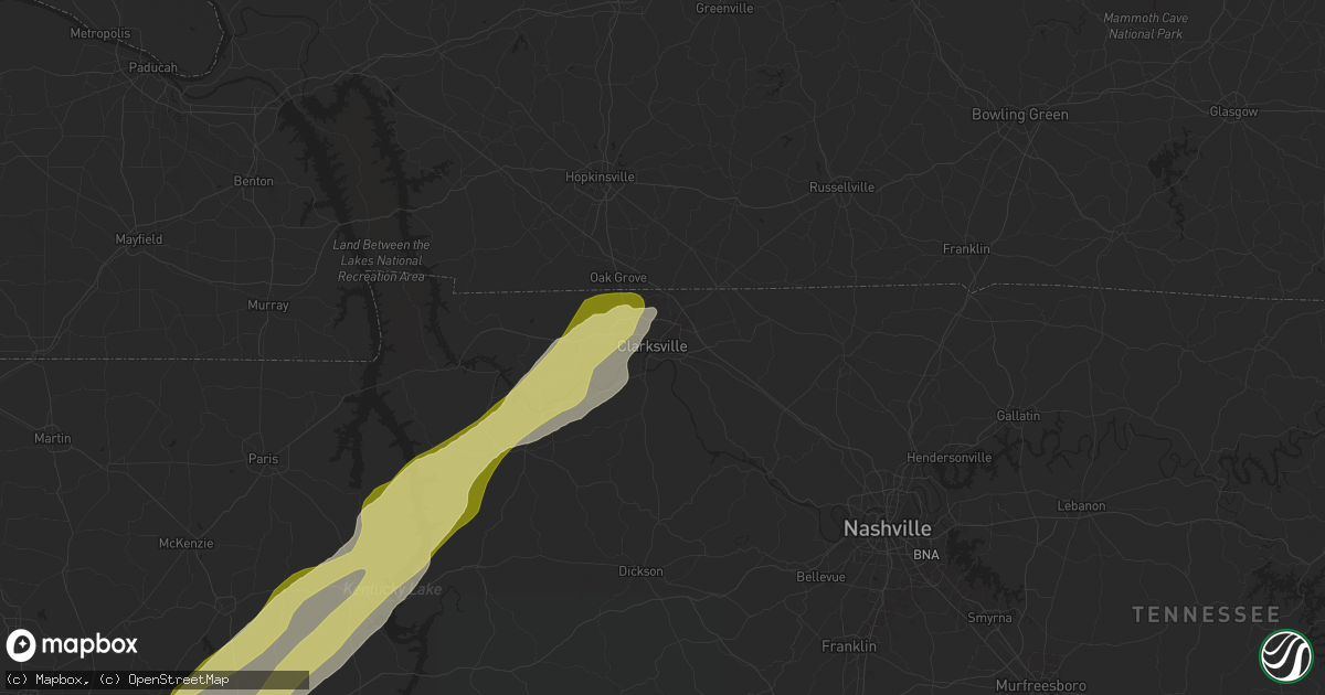 Hail map in Clarksville, TN on April 8, 2024