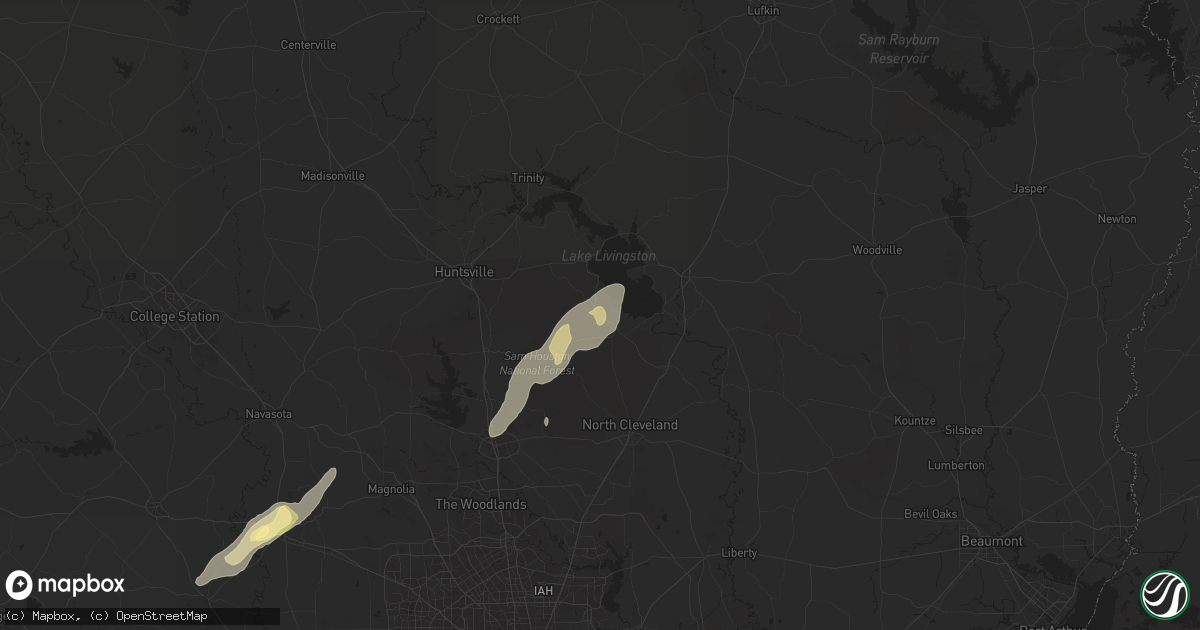 Hail map in Coldspring, TX on April 8, 2024