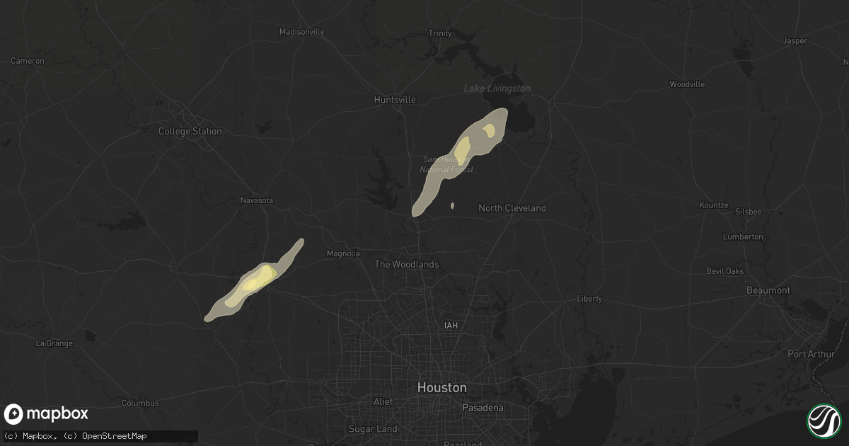Hail map in Conroe, TX on April 8, 2024