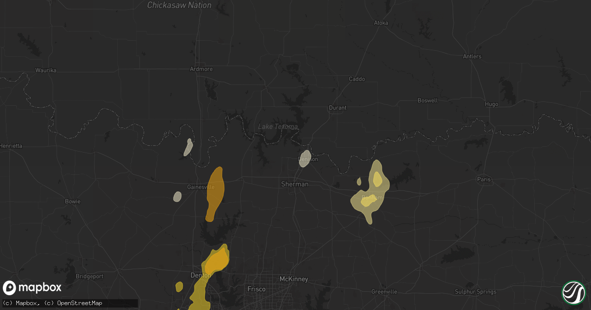 Hail map in Denison, TX on April 8, 2024