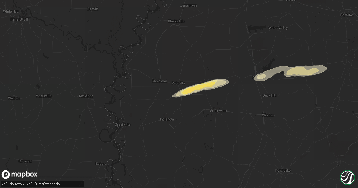 Hail map in Doddsville, MS on April 8, 2024
