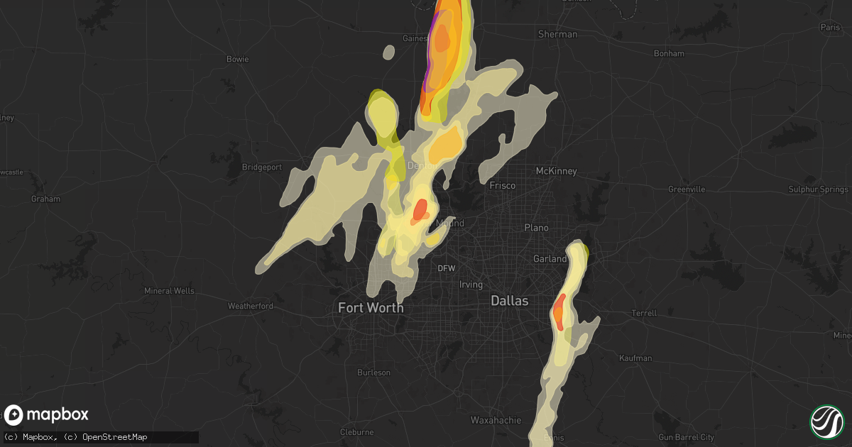Hail map in Flower Mound, TX on April 8, 2024