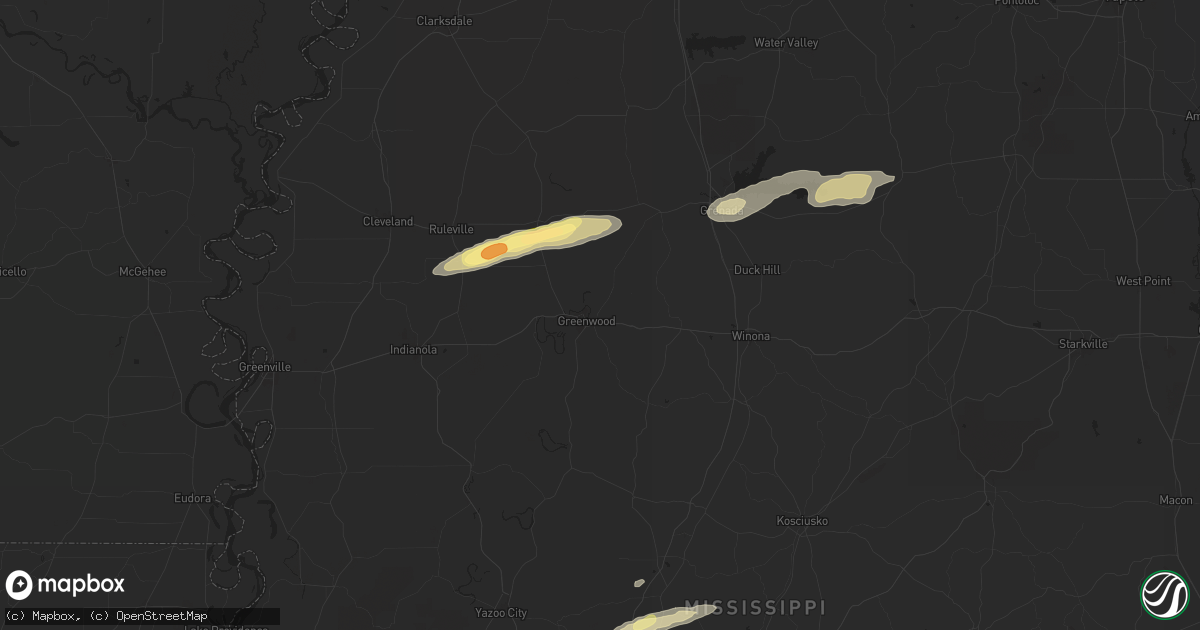 Hail map in Greenwood, MS on April 8, 2024