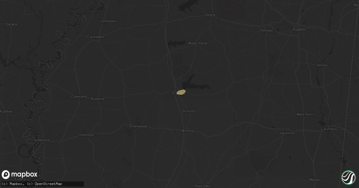 Hail map in Grenada, MS on April 8, 2024