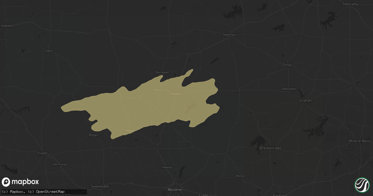 Hail map in Haskell, TX on April 8, 2024