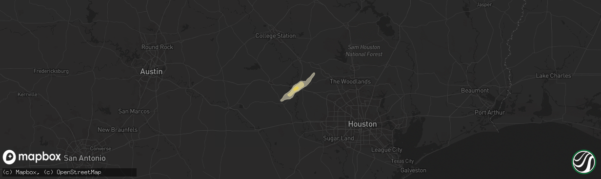 Hail map in Hempstead, TX on April 8, 2024