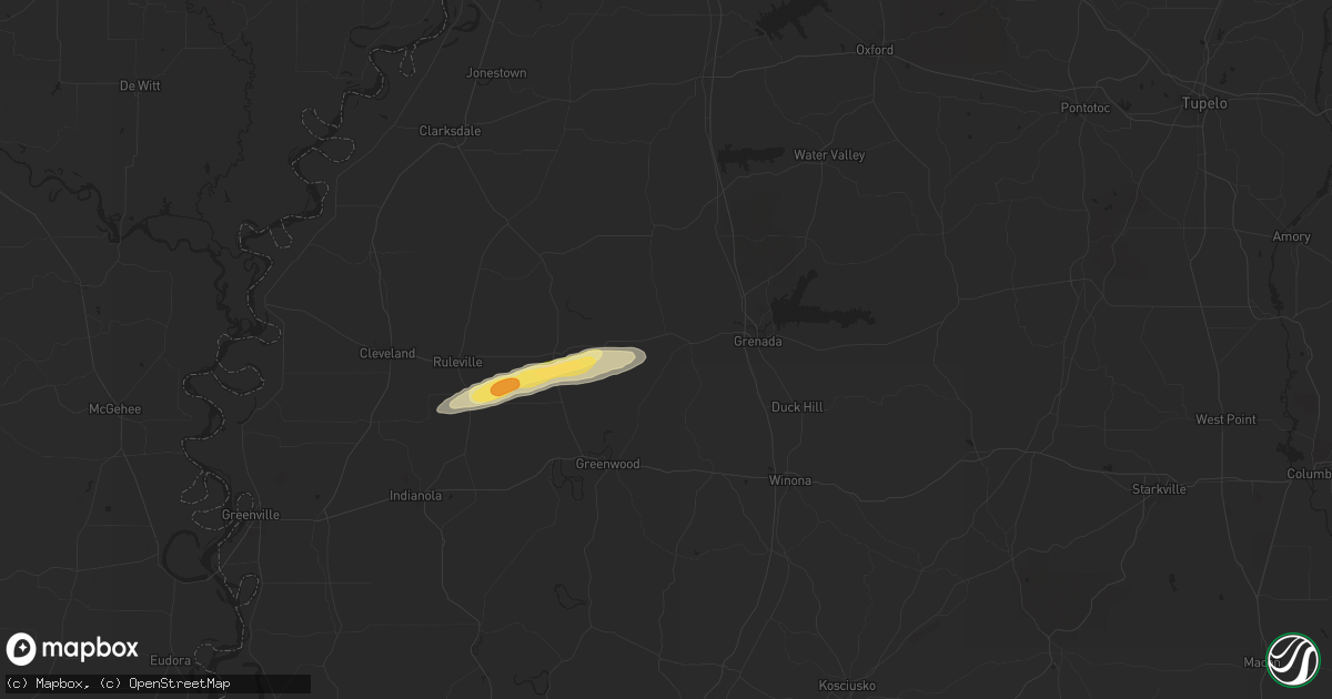 Hail map in Holcomb, MS on April 8, 2024