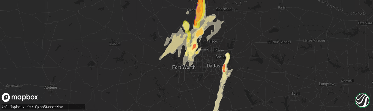 Hail map in Keller, TX on April 8, 2024