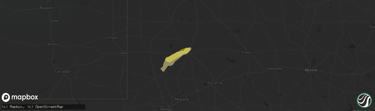 Hail map in Lamesa, TX on April 8, 2024