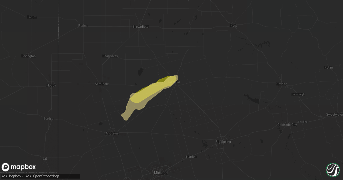 Hail map in Lamesa, TX on April 8, 2024