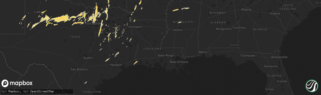 Hail map in Louisiana on April 8, 2024