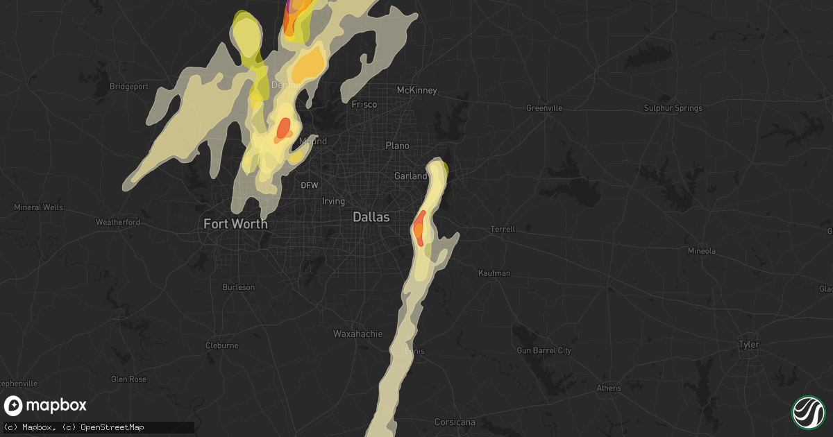Hail map in Mesquite, TX on April 8, 2024