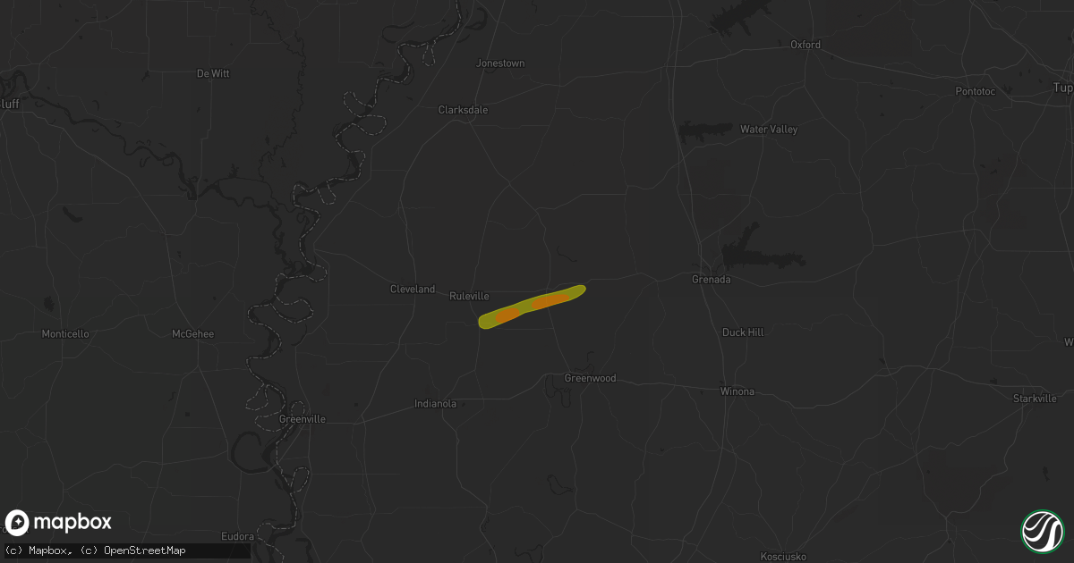 Hail map in Minter City, MS on April 8, 2024
