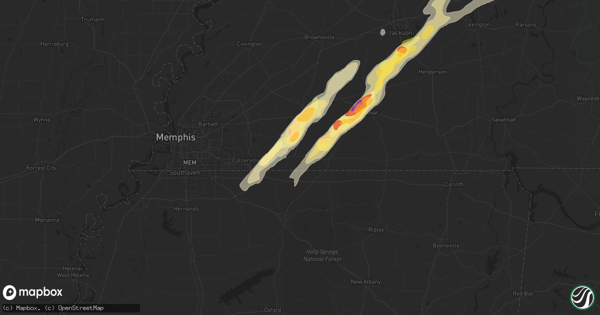 Hail map in Moscow, TN on April 8, 2024