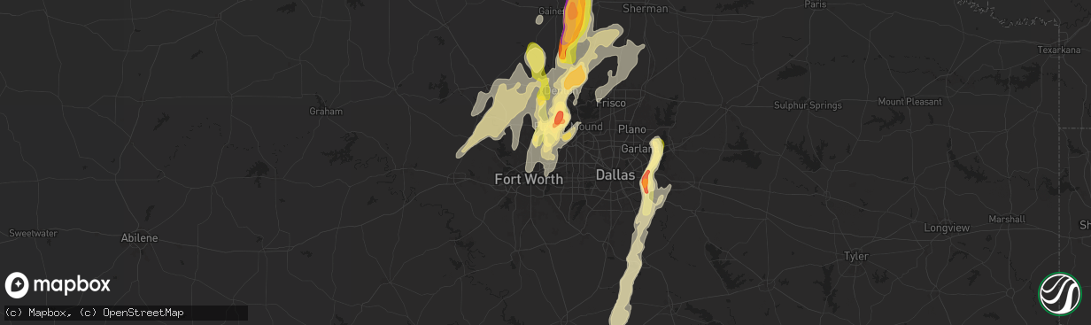 Hail map in North Richland Hills, TX on April 8, 2024