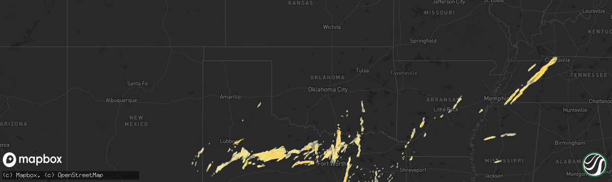 Hail map in Oklahoma on April 8, 2024