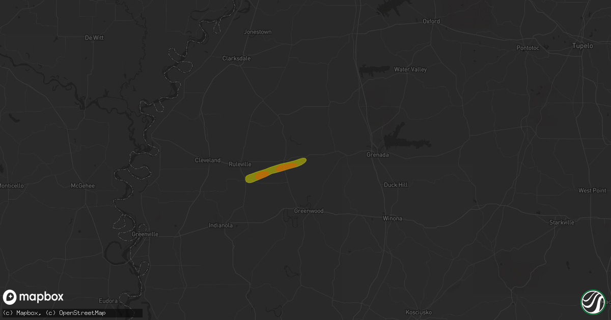 Hail map in Philipp, MS on April 8, 2024